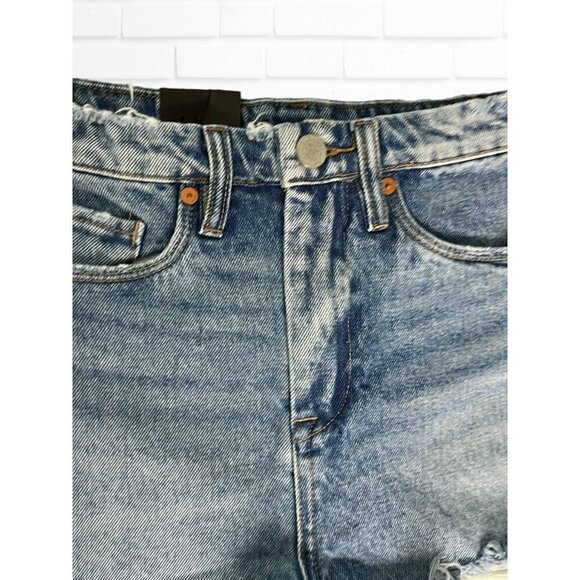 Blank NYC Shorts Women's Sz 26‎ Denim Distressed Raw Hem High Waisted Blue - Picture 4 of 11